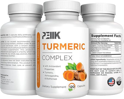 Turmeric Curcumin with Black Pepper & Ashwagandha - High Absorption Ultra Potent Turmeric Supplement with 95% Curcuminoids, BioPerine & Ashwagandha - Turmeric Capsules for Joint Support 120 Capsules