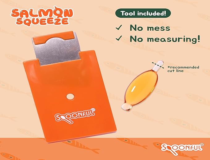 Spoonful Salmon Squeeze - 100% Natural Wild-Caught Alaskan Salmon Oil – 2,000 mg Omega-3 Softgel, 10 Squeezeable Softgels | DHA, EPA & Natural Astaxanthin, Non-GMO, Sustainable, Made in USA (10)