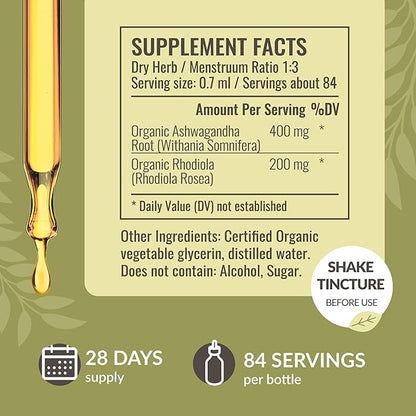 HERBAMAMA Herbal Liquid Drops Kit - Bundle of Nerve Support & Adrenal Support Liquid Complex Drops 2 fl oz - Vegan, Non-GMO, Sugar & Alcohol-Free - 2 Pack