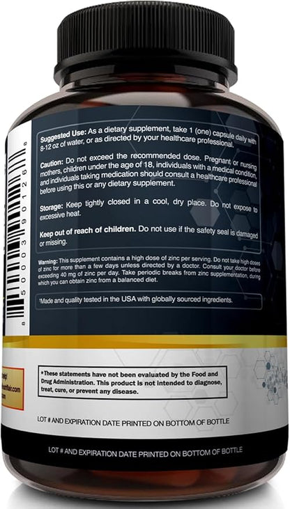 NutriFlair Zinc Picolinate 50mg, 120 Capsules - Maximum Absorption Zinc Supplement Pills - Immune System Booster, Immunity Defense, Powerful Non-GMO Antioxidant - Compare to gluconate, Citrate, Oxide