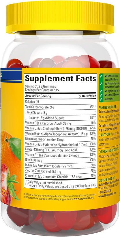Nature Made Multivitamin Gummies, Dietary Supplement for Daily Nutritional Support, 150 Gummy Vitamins and Minerals, 75 Day Supply