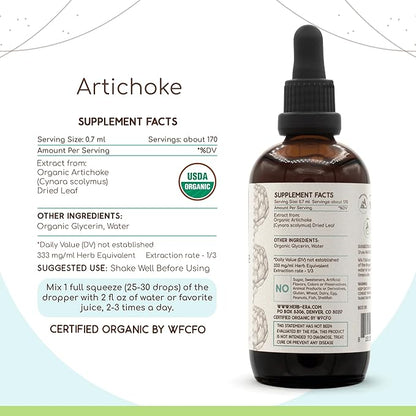 Artichoke B120 USDA Organic Tincture | Alcohol-Free Extract, High-Potency Herbal Drops | Certified Organic Artichoke (Cynara scolymus) Dried Leaf (2x4 fl oz)