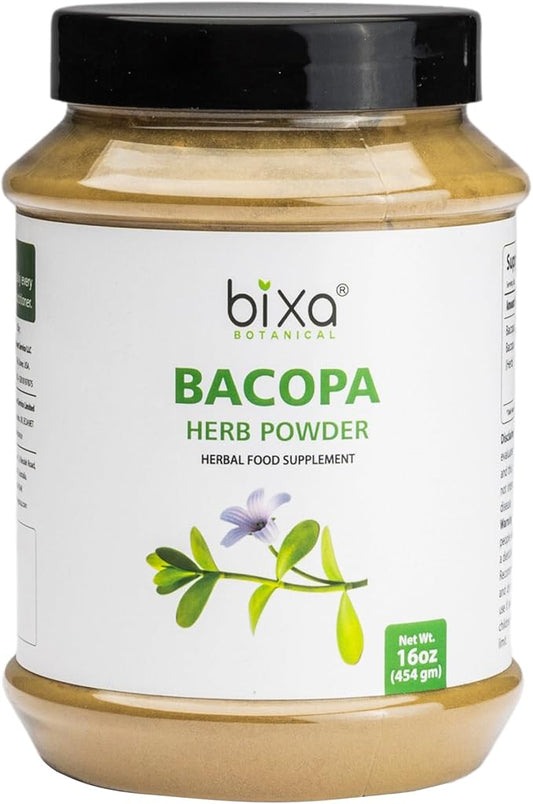 bixa BOTANICAL Bacopa | Brahmi | Bacopa Monnieri | Brahmi Leaves ǀ 1POUND / 16 OZ | Ayurvedic Herbal Supplement | Gluten Free, Non-GMO, Steam Treated, Vegan, 100% Pure.