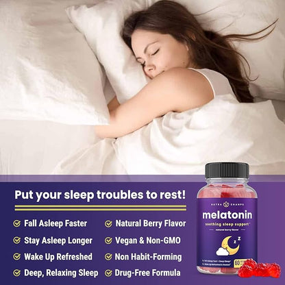 NutraChamps Melatonin Gummies for Kids & Adults, Natural Sleep Aid Drug-Free, Vegan Berry Flavor Kids Melatonin Gummy Supplement, 2.5mg, 5mg or 10mg Dose, Sleeping Pills Substitute