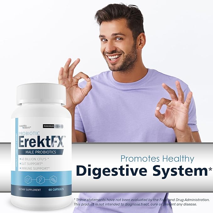Probiotic ErektFx - Male Probiotics - Lift Your Gut Health to Support Your Overall Mind & Body - Over 40 Billion CFU’s of Probiotics Formulated for Men - Support Improved Overall Health