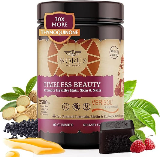 Timeless Beauty Verisol Collagen Peptides Gummies with Black Seed Oil & Biotin (90 Gummies)