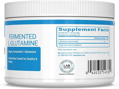 PEScience TruGlutamine, Fermented L-Glutamine Powder, Unflavored, 30 Servings, Gut Health Support