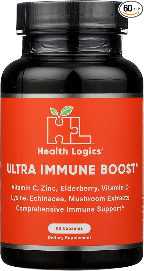Health Logics Fortify! Capsules with Vitamin C, Zinc, Elderberry, Vitamin D, Lysine, Echinacea, and Mushroom Extracts for Powerful Antioxidant Immune Support, 60 Veggie Caps