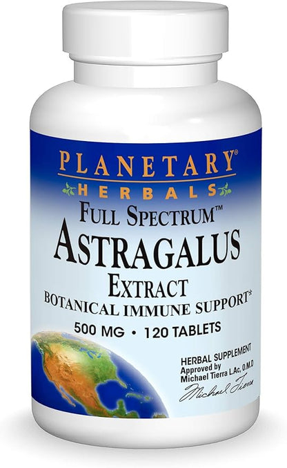 Planetary Herbals Full Spectrum Astragalus Extract, Botanical for Immune System Support*, 500 mg - 120 Tablets