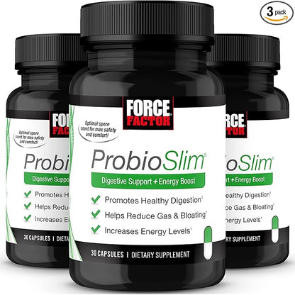 Force Factor ProbioSlim, Probiotic Supplement for Women and Men with Probiotics and Green Tea Extract, Reduce Gas, Bloating, Constipation, Support Digestive Health & Gut Health, 30 Count (Pack of 3)