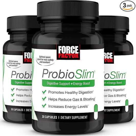 Force Factor ProbioSlim, Probiotic Supplement for Women and Men with Probiotics and Green Tea Extract, Reduce Gas, Bloating, Constipation, Support Digestive Health & Gut Health, 30 Count (Pack of 3)