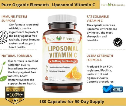 Liposomal Vitamin C Dietary Supplement, Capsules Non GMO, Soy Free, Gluten Free
