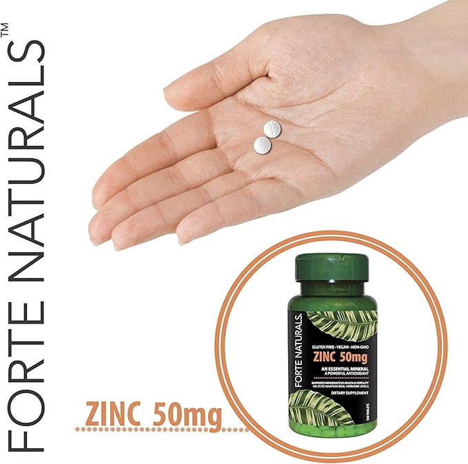 Zinc 50mg, (60 Tablets), Specially Formulated for Sensitive Stomach, Immune Support, Skin & Hair, Vegan Zinc Supplement, Non-GMO Made in USA