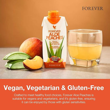 Forever Living - Forever Aloe Peaches - Supports Digestion, Immune System, Energy Levels No Preservatives, Vegan, Gluten-Free - 6 Packs
