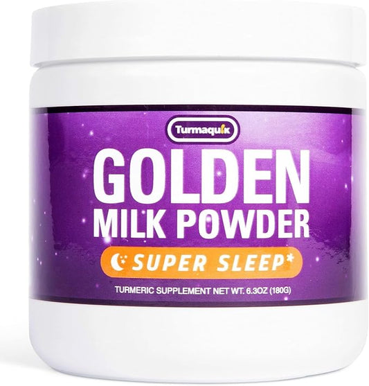 Turmaquik Organic Golden Moon Milk Turmeric Powder Mix, Super Sleep + Superfood Blend of Melatonin, Valerian, Chamomile, Lemon Balm, Ginger, Black Pepper, Curcumin, Cinnamon, Cardamom