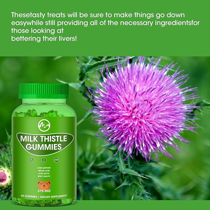 Milk Thistle Gummies, Liver Cleanse Gummy, Organic Liver Detox Supplements for Men & Women - 60 Gummies (Pack of 2)