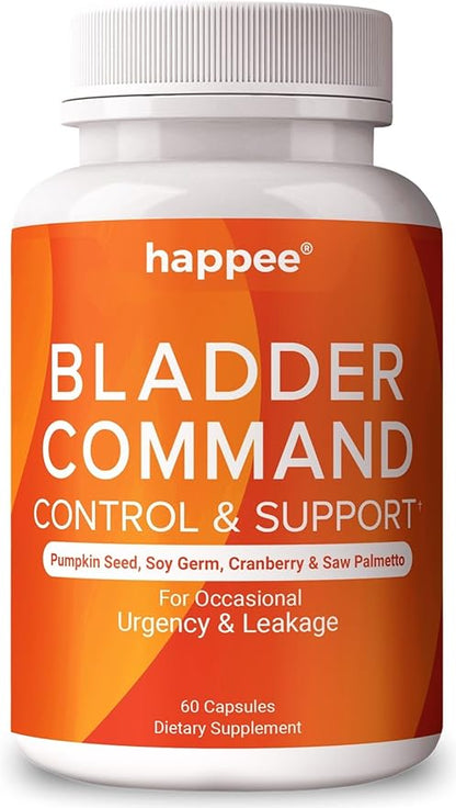 Bladder Control Supplement for Women & Men with Pumpkin Seed Extract, Soy Germ Extract, Saw Palmetto & Cranberry 4-in-1 Active Bladder Support for Urinary Frequency, Leaks & Urgency - 60 Capsules