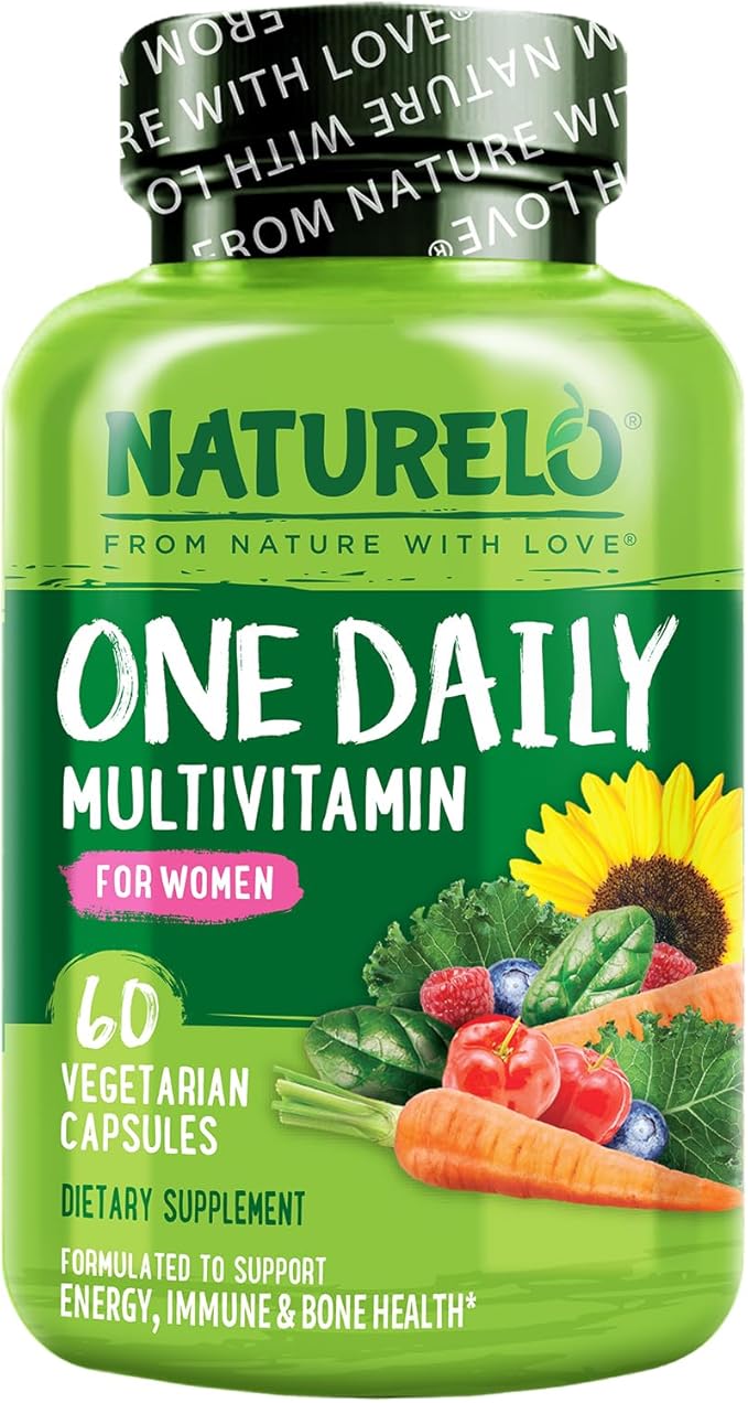 NATURELO One Daily Multivitamin for Women - Energy Support - Whole Food Supplement to Nourish Hair, Skin, Nails - Non-GMO - No Soy - Gluten Free - 60 Capsules - 2 Month Supply