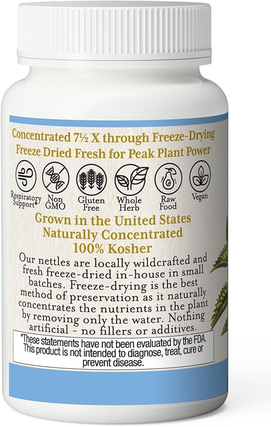 Eclectic Institute Raw Freeze-Dried Non-GMO Nettle Leaf | Healthy Sinus Support, Histamine Response & Respiratory Wellness | 90 CT