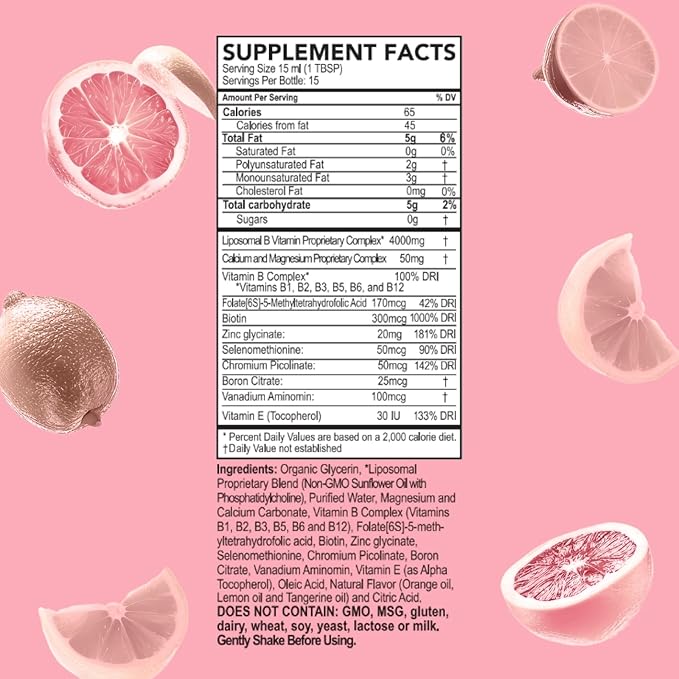 Vitamin B Complex Liquid Supplement, Purality Health, Liposomal Enhanced Absorption, B1, B2, B3, B5, B6, B12 & Biotin + Essential Minerals, 15 Day Supply