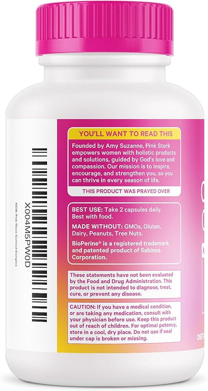 Pink Stork Cortisol Complex - Organic Ashwagandha, Omega 3 DHA, Saffron - Mood Balance, Stress Management, Energy Levels for Women - 60 Count
