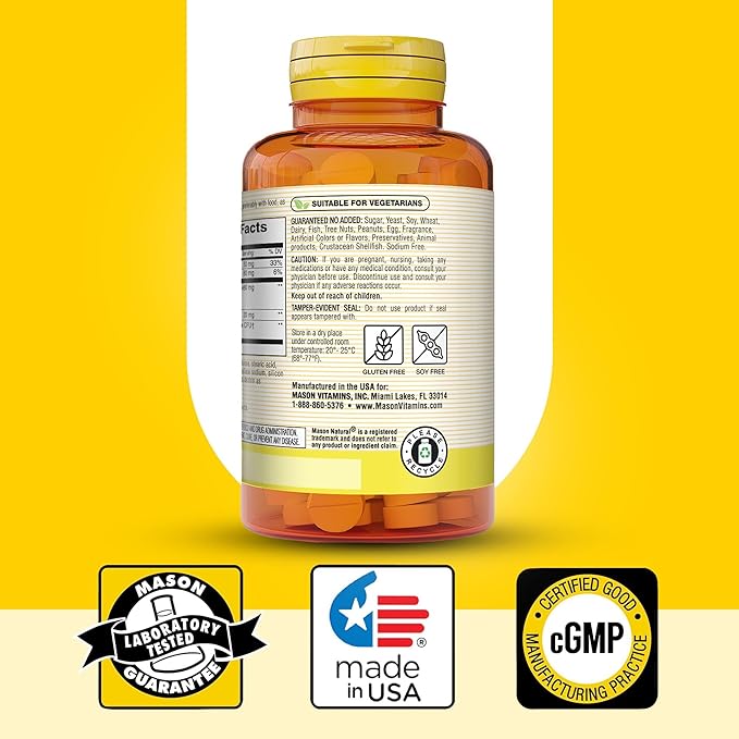 MASON NATURAL Cranberry with Probiotic, 2 Month Supply, Highly Concentrated, Supports Normal Immune Health & Urinary System, 60 Tablets