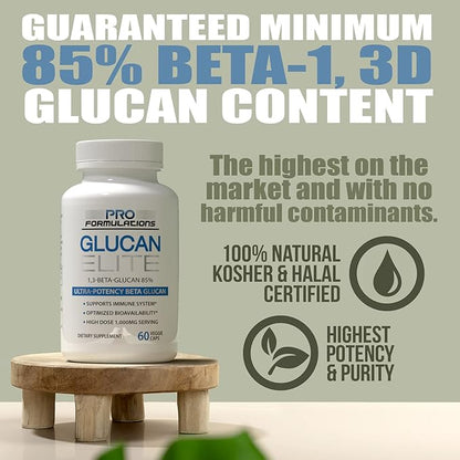 Glucan Elite - Beta 1-3D Glucan - 60 vcaps - Ultra-Potency Beta Glucan - Highest Bioavailability with BGF-Immune - Immune System Support