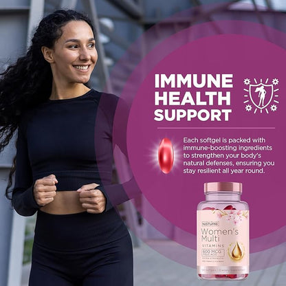 Built by Nature Vitamins for Women – Women's Complete Daily Multivitamin Supplement with A, B, C, D, E, Iron, Calcium, Magnesium and Multi Minerals – Wellness & Immune Health Support - 120 Softgels