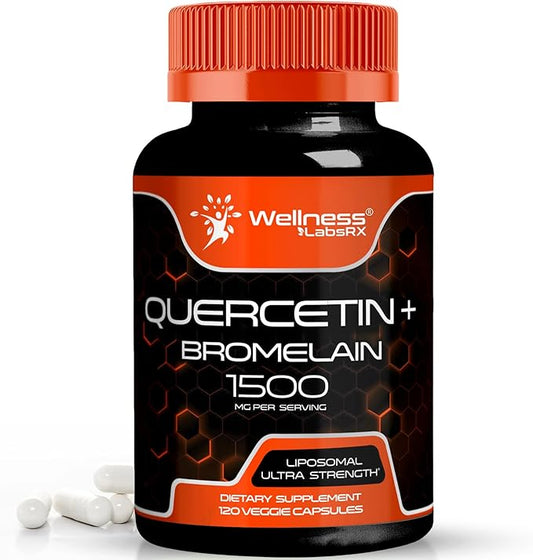 Quercetin with Bromelain Supplement - 1500mg - Immune Support and Heart Health Capsules For Men and Women, Quercetin Supplements Helps Support Joint & Healthy Respiratory System - 120 Count