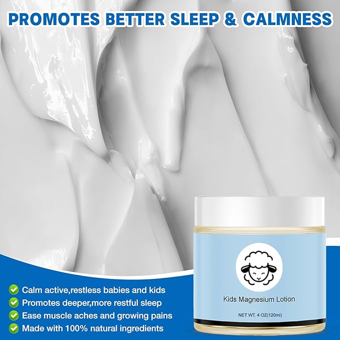 Magnesium Lotion for Kids,Magnesium Lotion for Sleep,Topical Magnesium Cream Helps Kids Stay Calm at Bedtime and During The Night (4 oz)