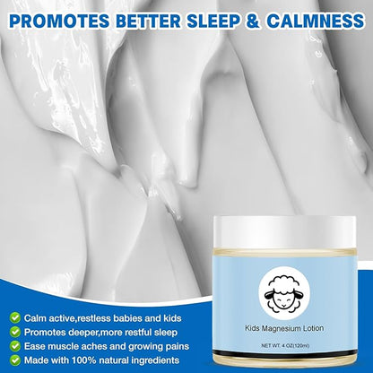Magnesium Lotion for Kids,Magnesium Lotion for Sleep,Topical Magnesium Cream Helps Kids Stay Calm at Bedtime and During The Night (4 oz)