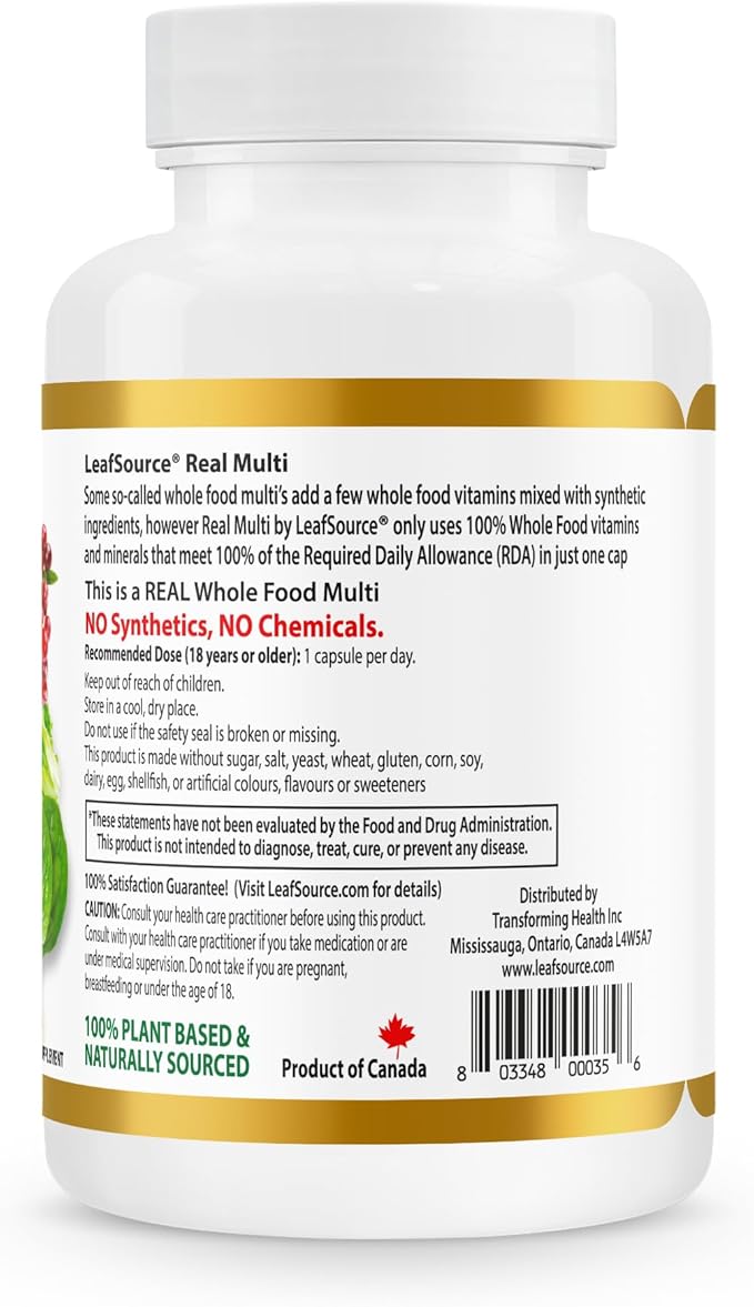Real Multi, Multivitamin Whole Food Supplement - 21 Vitamins & Minerals Made from Real Food. Vegan, Plant-Based Nutrients Made from Real Fruits Veggies & Whole Foods (30 vcap)