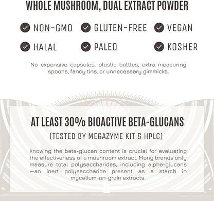 Hamilton’s Lucid Lion’s Mane | Organic Mushroom Extract Powder for Synapse Repair, Nerve Growth Factor, Focus, Memory, and Concentration | High Potency | 30% Beta Glucans | GF, Non-GMO, Vegan (500g)
