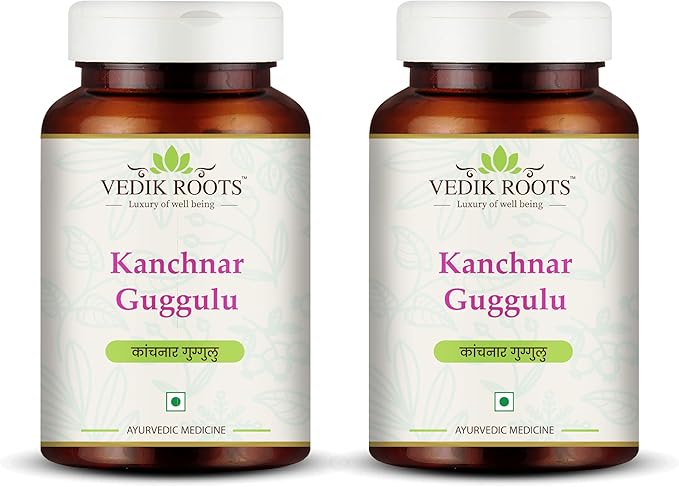 Kanchnar Guggulu - Ayurvedic Supplement for Thyroid | Hormonal Balance for Women | Reduces Joint and Muscles Pain | for Swollen Lymph Nodes | 60 Tablets (120)