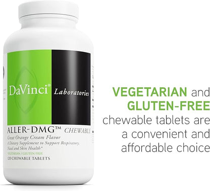 DAVINCI Labs Aller-DMG Chewable - Immune Health Support, Histamine Aid & Respiratory Support* - Orange Cream Flavor - 120 Chewable Vegetarian Tablets (60 Servings)