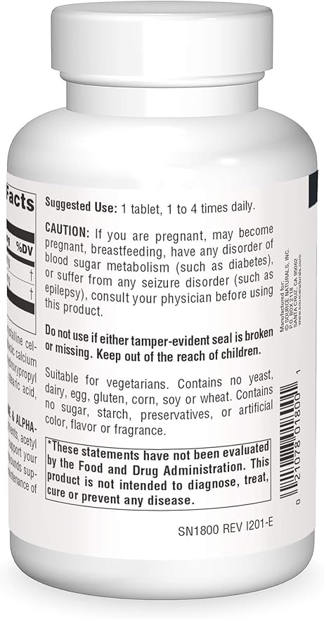 Source Naturals Acetyl L-Carnitine & Alpha-Lipoic Acid 650mg - 120 Tablets