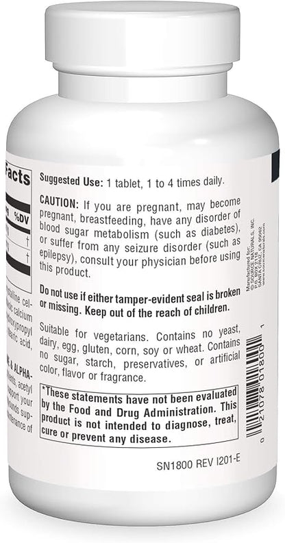 Source Naturals Acetyl L-Carnitine & Alpha-Lipoic Acid 650mg - 120 Tablets