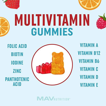 Kids Multivitamin Gummies | Vitamins A, B, C, D & Zinc for Immunity, Growth & Development | Daily Multivitamins for Children Ages 2+ | Non-GMO, Third-Party Tested Mixed Fruit Supplement | 60 Gummies