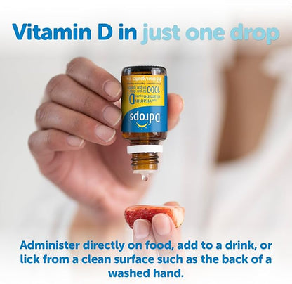 Ddrops Adults 1000IU 365 Drops - Liquid Vitamin D3 Supplement, Supporting Strong Bones & Immune System