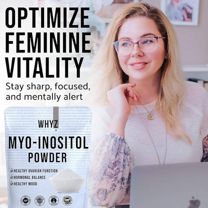 Myo-Inositol Powder 8oz, Natural Myo Inositol Supplement for Ovarian Support, Fertility and Hormonal Balance, Pure Inositol Powder, Myo-Inositol Supplement for Energy, Brain Health, 454 Servings