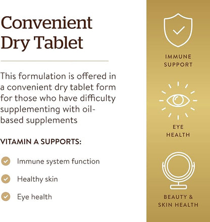 SOLGAR Dry Vitamin A 1500 mcg (5000 IU), 100 Tablets - Supports Healthy Eyes, Skin & Immune System - Non-GMO, Vegan, Gluten Free, Dairy Free, Kosher - 100 Servings (Pack of 2)