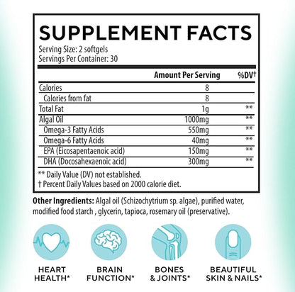 DR. MORITZ Omega 3 Gummies for Kids and Adults - Vegan Omega 3 for Kids 1000mg - No Fish Oil - Heart, Brain, Joint, and Immune Support (60 Count)