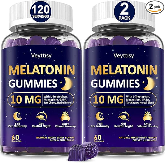 Melatonin 10mg 20mg Gummies for Adults - Extra Strength 10mg Melatonin Per Gummy with L-Theanine, Tart Cherry, Magnesium, GABA, B6 & Herbal Blend for Natural Rest - Non- Habit Forming, Sugar - Free