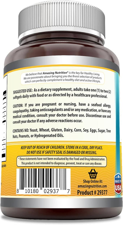Amazing Omega Norwegian Cod Liver Oil 1250 Mg Softgels Supplement | Omega-3, EPA, DHA, Vitamin A, Vitamin D & Vitamin E (Lemon | 120 Count)