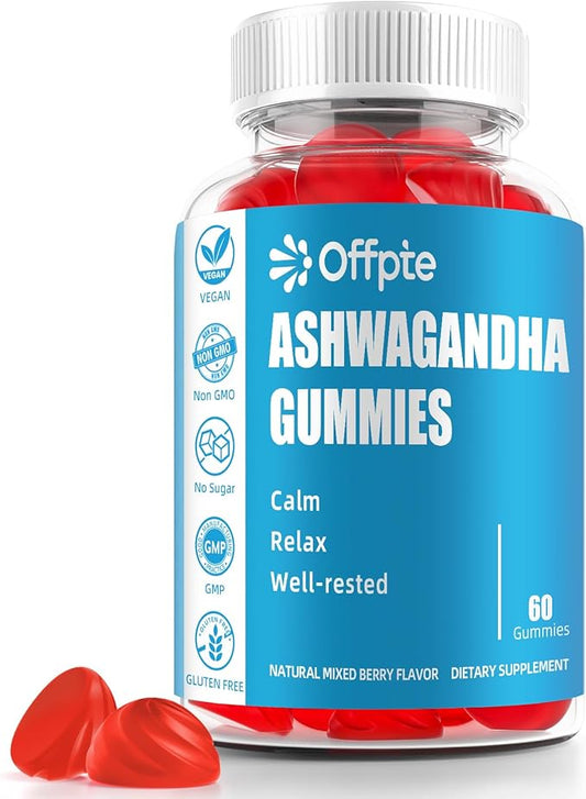 Ashwagandha Gummies Sugar Free for Women Men, High Potency Ashwagandha Root Extract Supplements with L-Theanine GABA Chamomile Turmeric Vitamin D3 B12 for Stress Adults Vegan(Mixed Berry B)