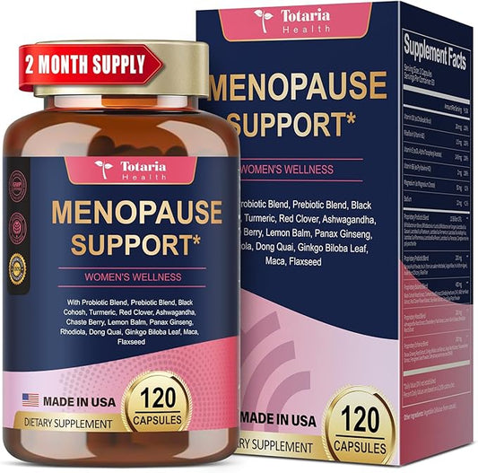 40-in-1 Menopause Supplements for Women, Multibenefit & Complete Black Cohosh for Hot Flashes, Night Sweats & Hormone Balance, w/ Probiotics, DIM, Vitex, Dong Quai, Red Clover and More, 120 Vegan Caps
