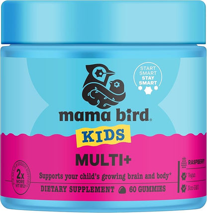 Best Nest Wellness Multi Plus Gummies - Brain Health Support Supplement with Methylated Vitamins - Chewable Multivitamin for Kids - Aids Healthy Energy & Immune Function - Raspberry, 60 Gummies