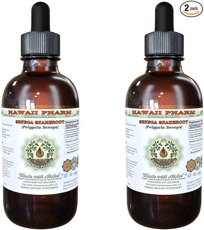 Senega Snakeroot Alcohol-Free Liquid Extract, Senega Snakeroot (Polygala Senega) Dried Root Glycerite Natural Herbal Supplement, Hawaii Pharm, USA 2x2 fl.oz