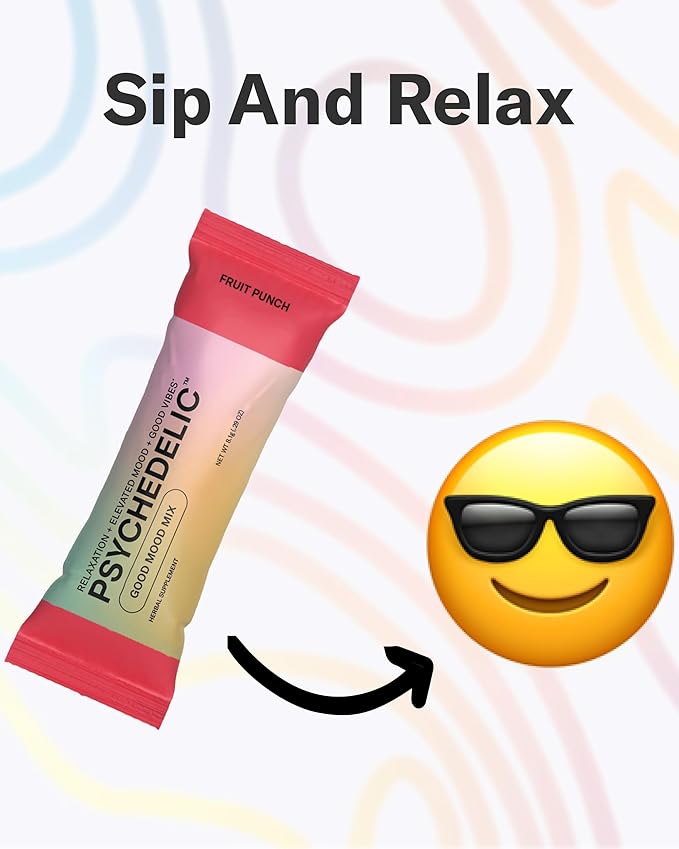 Good Mood Mix - Fruit Punch - Powder Packets - Calming Kava Drink Mix - Easy Open Single-Serving - Flavored Kava Powder - Mucuna Pruriens - Stevia - Non Alcoholic Adaptogen Mocktails - 14 Stick