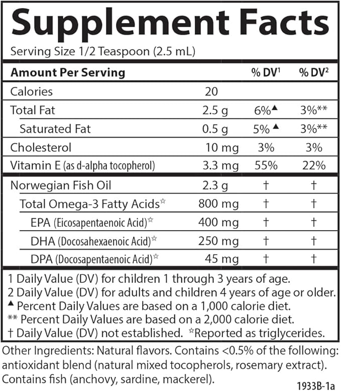 Carlson - Kid's The Very Finest Fish Oil, 800 mg Omega-3s, Liquid Fish Oil Supplement, Norwegian Fish Oil, Wild-Caught, Sustainably Sourced , Mixed Berry, 200 mL (6.7 Fl Oz)